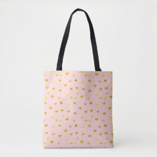 Tote Bag Mode Pois dorés sur rose