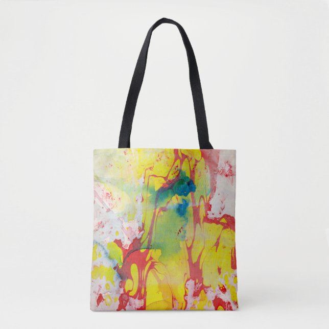 Tote Bag Modèle Abstrait jaune bleu bleu vert pourpre (Devant)