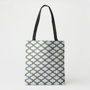 Tote Bag Modèle de vagues de style rétro bleu