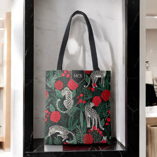 Tote Bag Modèle floral de la jungle léopard exotique avec M