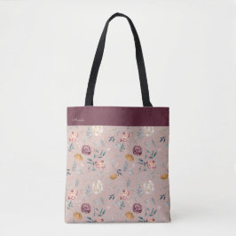 Tote Bag Modèle floral de nom personnalisé