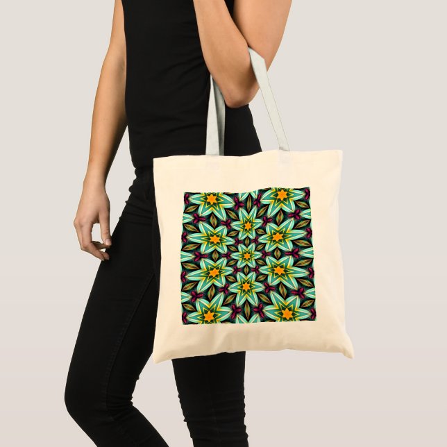 Tote Bag Modèle Floral Étoiles Vertes (Devant (produit))