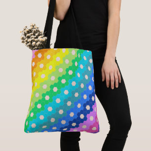 Tote Bag Modèle floral Hexagon géométrique arc-en-ciel vibr