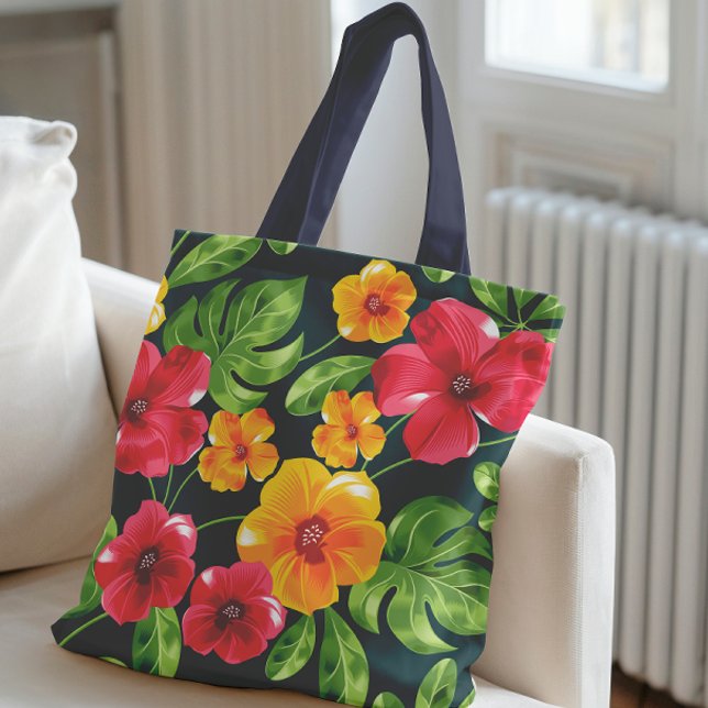 Tote Bag Modèle floral tropical vibre (Créateur téléchargé)