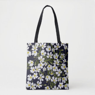 Tote Bag Modèle floral vintage sans brosse avec champ blanc