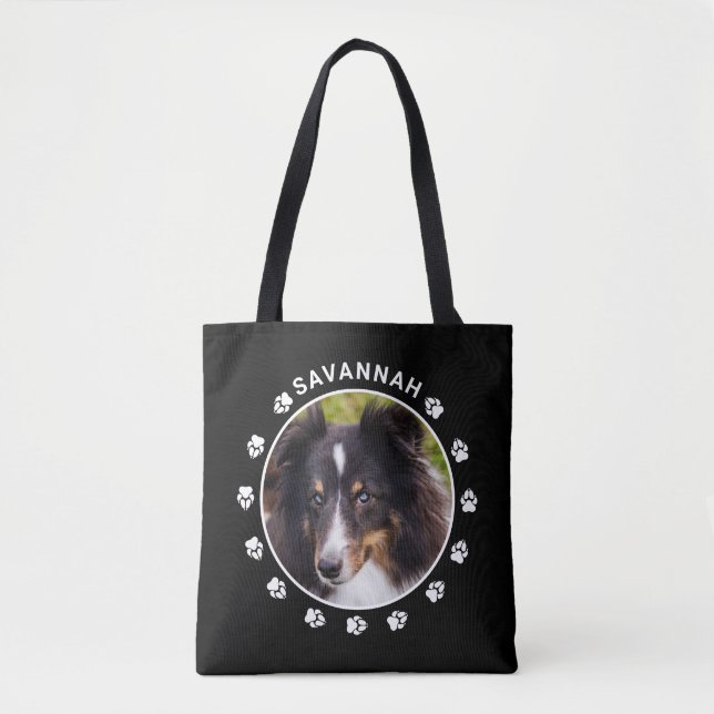 Tote Bag Modèle photo personnalisé avec pattes blanches et  (Devant)