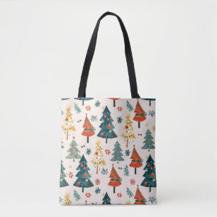Tote Bag Modèle sans couture d'arbres de Noël en pin coloré