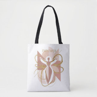 Tote Bag Modern Abstract Empower Feminine Gold & Blush Art