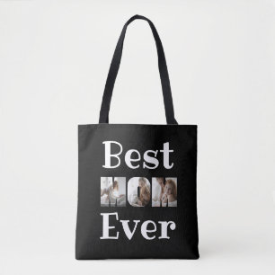 Tote Bag Modern Best Mom Ever 6 Photos Collage noir