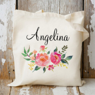 Tote Bag Modern Floral Bridesmaid Personalized-3