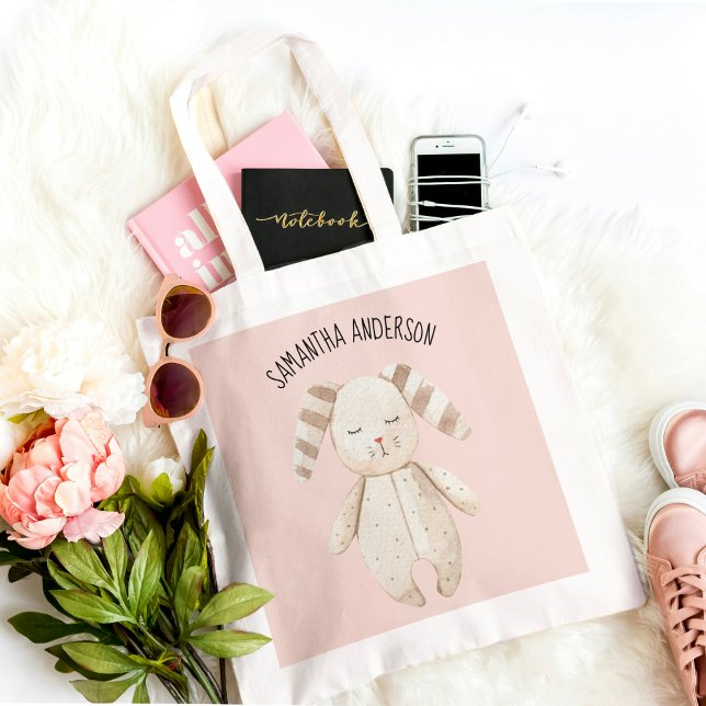 Tote Bag Modern Pastel Pink Bunny (Créateur téléchargé)