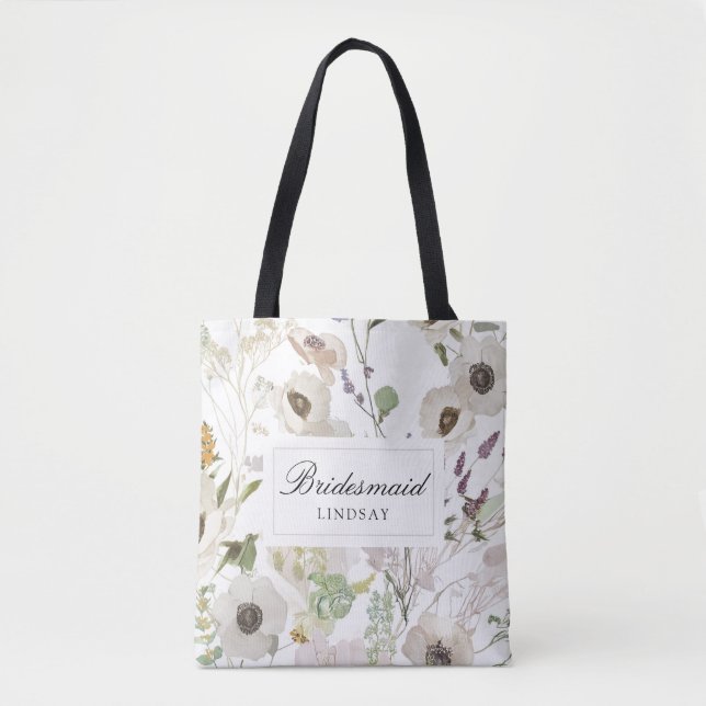 Tote Bag Modern Spring Bridesmaid Personalized Name (Devant)