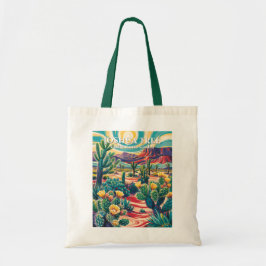 Tote Bag Modern Van Gogh Joshua Tree Cholla Cactus Garden