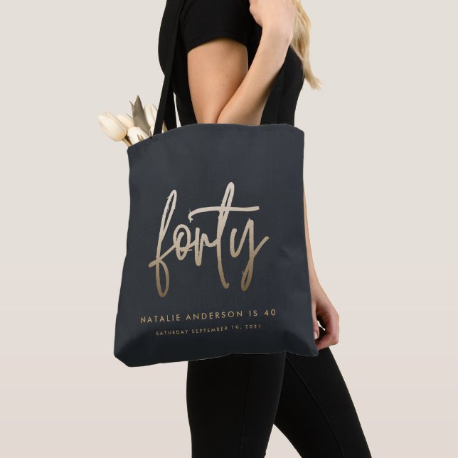 Tote Bag Moderne 40e anniversaire simple élégant scripT élé (De près)