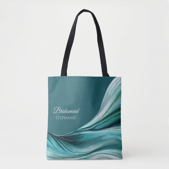 Tote Bag Moderne Abstrait-Émeraude Vert-Demoiselle d'Honneu (Devant)