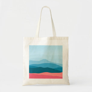 Tote Bag Moderne Abstrait Pastel Blue Pink Mountains