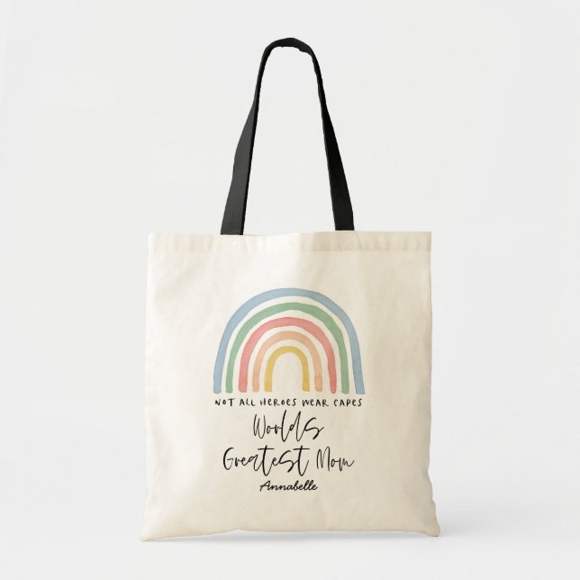 Tote Bag Moderne aquarelle arc-en-ciel maman merci cadeau (Devant)