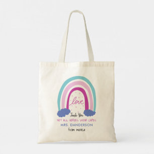Tote Bag Moderne aquarelle arc-en-ciel professeur merci cad