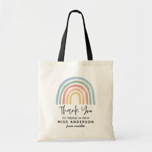 Tote Bag Moderne aquarelle arc-en-ciel professeur merci cad