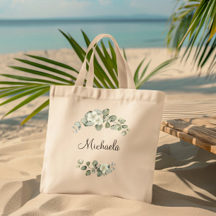 Tote Bag Moderne aquarelle Eucalyptus Feuilles Personnalisé
