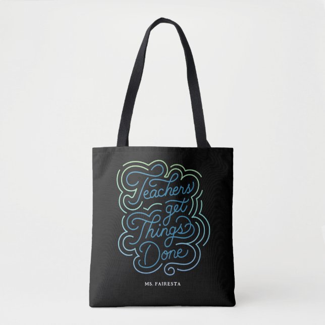 Tote Bag Moderne Chic Bleu Enseignants Faire Les Choses (Devant)