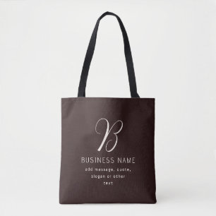 Tote Bag Moderne Élégant Nom commercial Monogramme Brun f