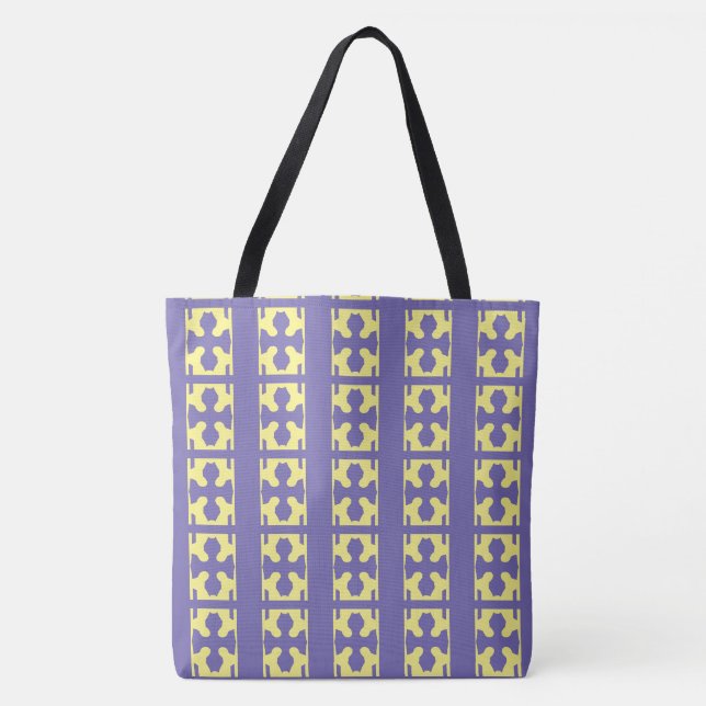 Tote Bag Moderne et élégant Motif Jaune et Bleu (Devant)