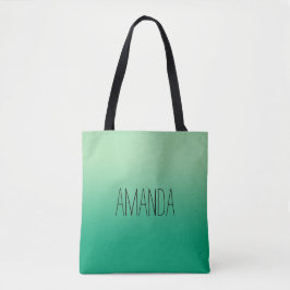 Tote Bag Moderne Lumière Vert foncé Gradient Nom manuscrit