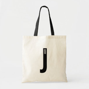 Tote Bag Moderne Monogramme Personnalisé Gras et Nom
