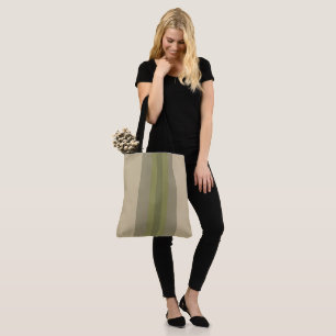 Tote Bag Moderne Moss Vert Beige rayé