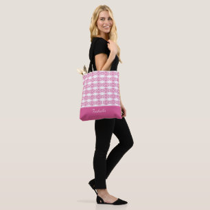 Tote Bag Moderne motif or rose stylisé & calligraphie