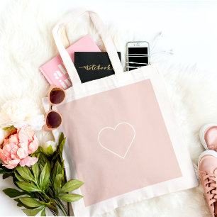 Tote Bag Moderne Pastel Rose & Coeur Minimaliste Beau Cadea