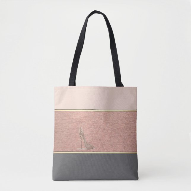 Tote Bag Moderne rayé girly, talon haut (Devant)