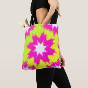 Tote Bag Moderne Rose éblouissant vert Jaune teinture à tar