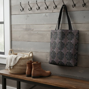 Tote Bag Moderne Rustique Motif en cuir Damas