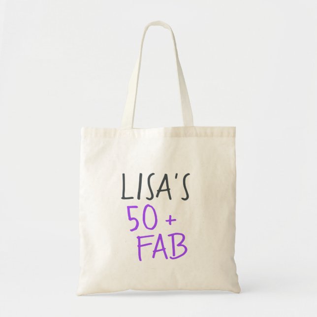 Tote Bag Moderne stylish Nom Purple 50 Fabuleux Anniversair (Devant)