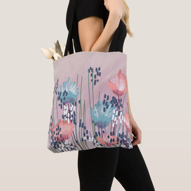 Tote Bag Moderne tendance Floral Abstrait (De près)