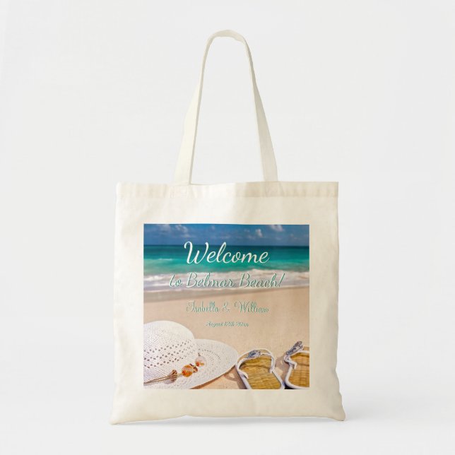 Tote Bag Moderne Turquoise Summer Beach Mariage Faveur (Devant)