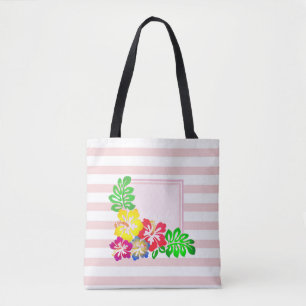 Tote Bag ModernStriped, Hawaï Hibiscus -Personnalisé