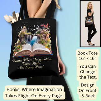 Tote Bag Modifier le texte, les livres où l'imagination pre