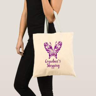 Tote Bag Modifier le texte Papillon pourpre de grand-mère S