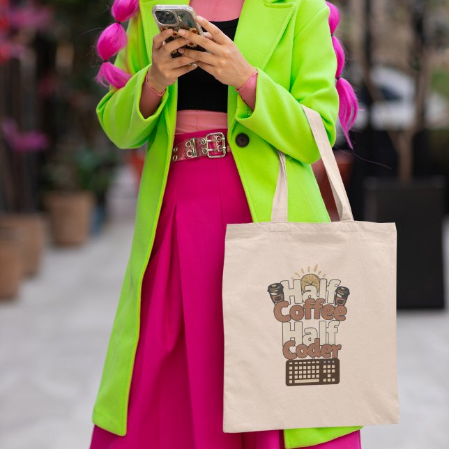 Tote Bag Moitié Café, Moitié Codeur (Créateur téléchargé)