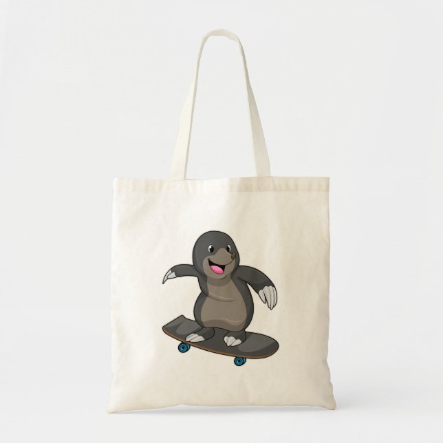 Tote Bag Mole en skate avec skateboard (Devant)