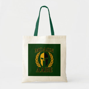Tote Bag Molon Labe Spartan Mask Laurels Gold