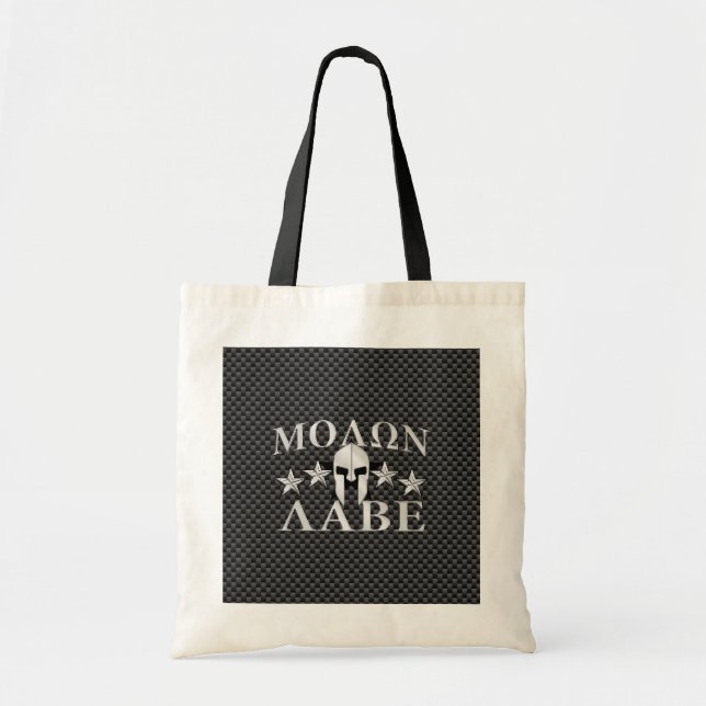Tote Bag Molon Labe Spartan Warrior 5 étoiles Carbon (Devant)