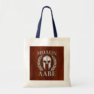 Tote Bag Molon Labe Spartan Warrior Laurels Mahogany Imprim