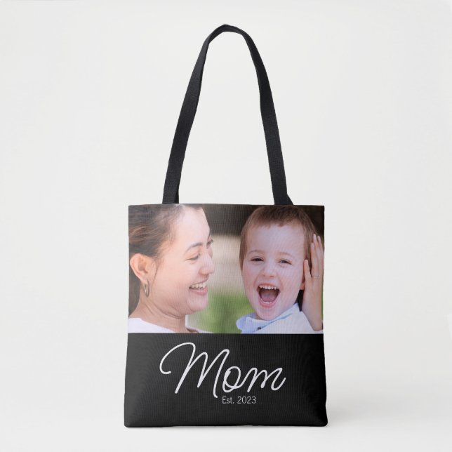 Tote Bag Mom Established Script Black Photo (Devant)