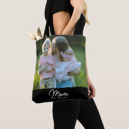 Tote Bag Mom Established Script Black Photo