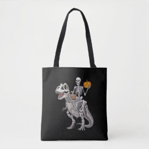 Tote Bag Momie à cheval sur un squelette Dinosaure T rex Ha