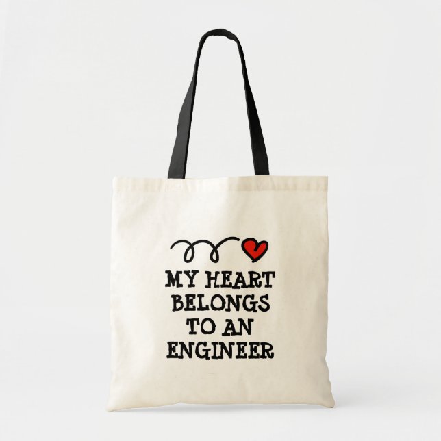 Tote Bag Mon coeur appartient à un ingénieur mignon toile (Devant)